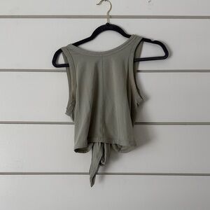 Olive Green Sleeveless Wrap tank Top